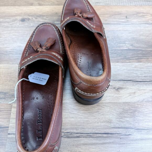 LL Bean Loafers With Tassels Men\'s US 10.5 Brown Leather Slip On Shoes main image 4